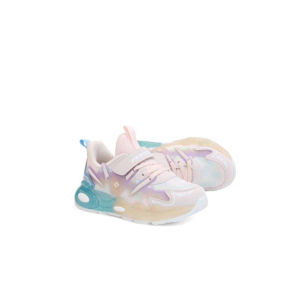 Kidessa 2130-1977 Pepino Anatomik Tabanlı Ultra Hafif Çocuk Unisex Günlük Işıklı Spor Ayakkabı - NKT02130-PUDRA-26