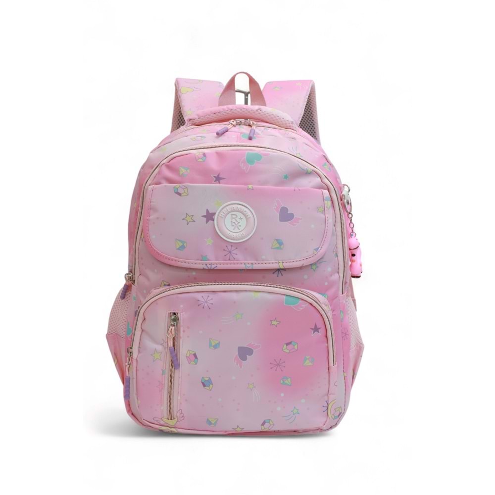 Relaxion 1390 Anatomik Sırt Yapılı Kız Çocuk Üçlü Set İlkokul Sırt Çantası - NKT02140-PEMBE-TEKEBAT