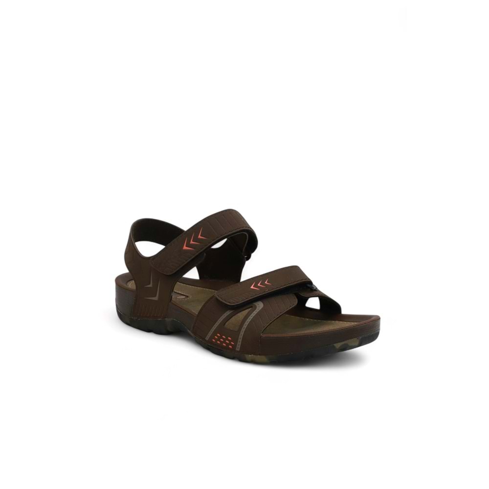 2145-9829 Tam Anatomik Bantlı Günlük ve Deniz,Havuz Gibi Islak Zeminler İçin Uyumlu Erkek Sandalet - NKT02145-kahverengi-43