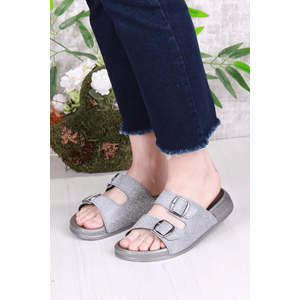 Pien-2150 Ayarlanabilir Çift Tokalı Ekstra Yumuşak Anatomik Tabanlı Kadın Terlik - NKT02150-gri-36