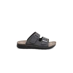 2151 Cırtlı ve Tokalı Tam Anatomik Tabanlı Günlük,Umre ve Hac İçin Uyumlu Erkek Terlik - NKT02151-gri-43