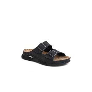 2160 Çift Tokalı Tam Anatomik Tabanlı Günlük,Umre ve Hac İçin Uyumlu Erkek Terlik - NKT02160-siyah-44