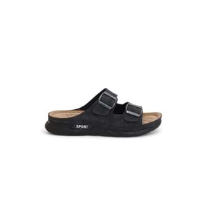 2160 Çift Tokalı Tam Anatomik Tabanlı Günlük,Umre ve Hac İçin Uyumlu Erkek Terlik - NKT02160-siyah-44