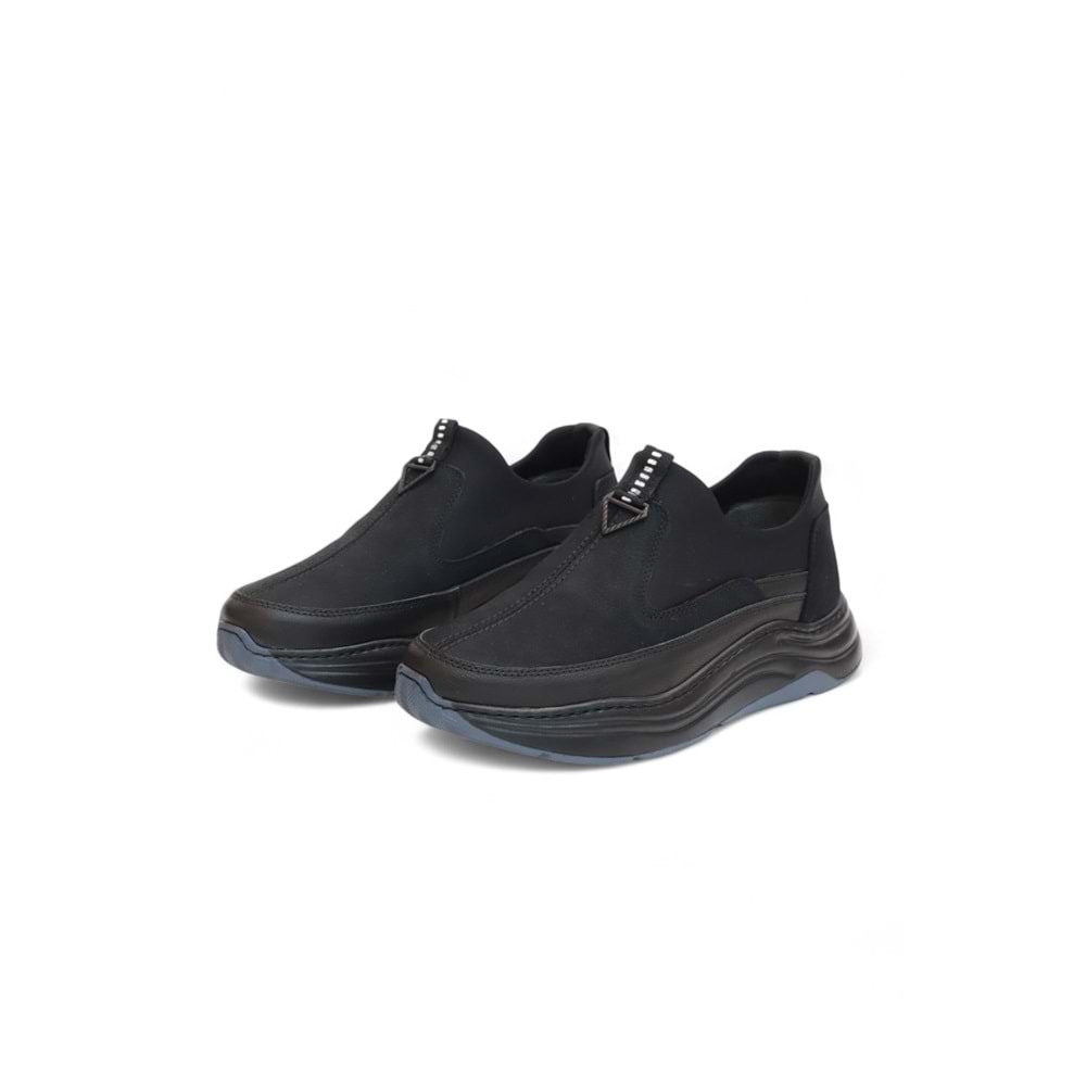 2186-Ocasso Hakiki Deri Üst Kalite Anatomik Tabanlı Erkek Günlük Sneakers Ayakkabı - NKT02186-siyah-42