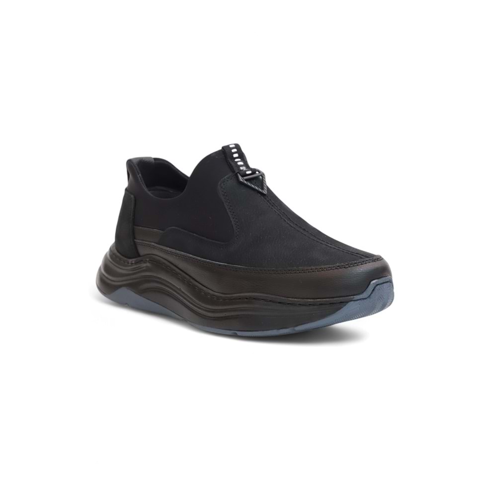 2186-Ocasso Hakiki Deri Üst Kalite Anatomik Tabanlı Erkek Günlük Sneakers Ayakkabı - NKT02186-siyah-42