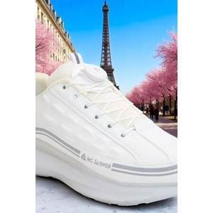 2190-Jamper Anatomik Tabanlı Otomatik Bağcıklı Erkek Sneakers Ayakkabı - NKT02190-BEYAZ-41