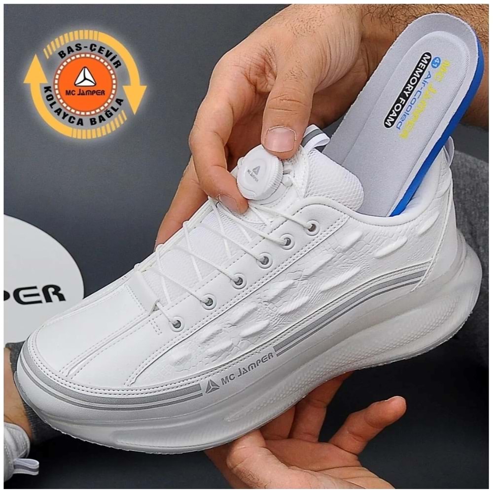 2190-Jamper Anatomik Tabanlı Otomatik Bağcıklı Erkek Sneakers Ayakkabı - NKT02190-siyah-41