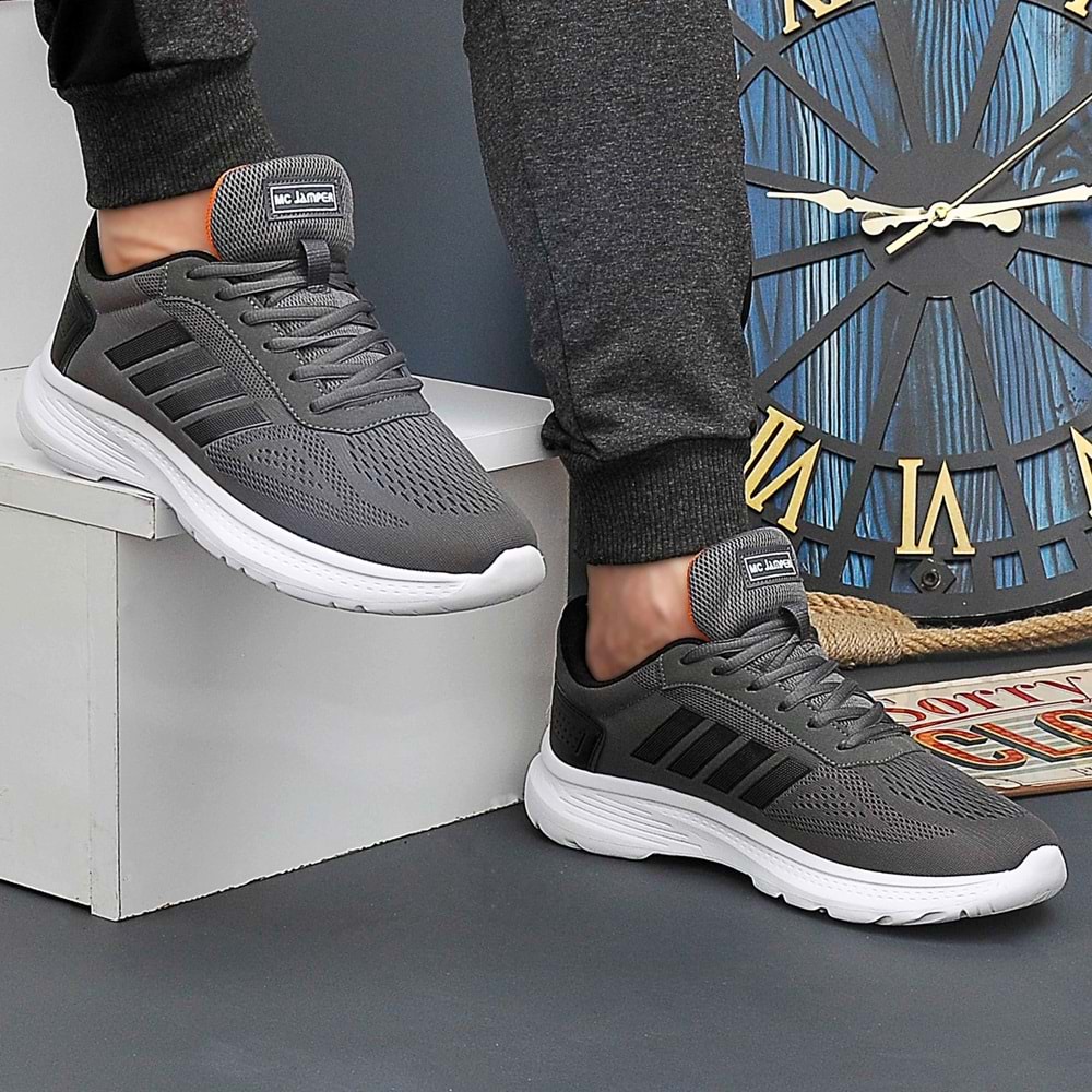2202-Jamper Anatomik Tabanlı Ultra Hafif Unisex Bağcıklı Sneakers Ayakkabı - NKT02202-Füme-42