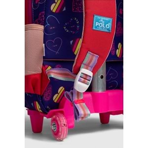 2217-My Polo Anatomik Sırt Yapılı Unisex Işıklı Tekerlekli İlkokul Çantası - NKT02217-PEMBE-TEKEBAT