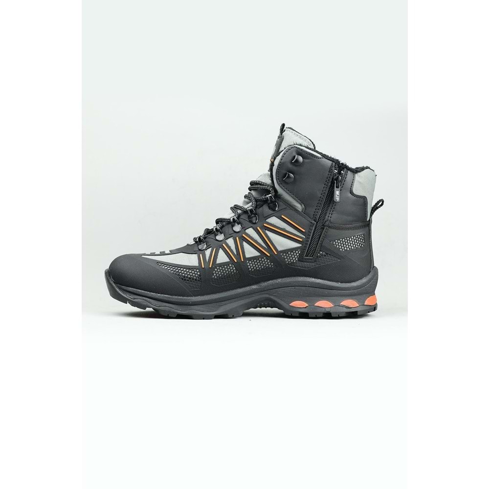 2223-Jamper Anatomik Kaydırmaz Tabanlı Soft Shell Outdoor Trekking Erkek Fermuarlı Spor Bot - NKT02223-gri-41