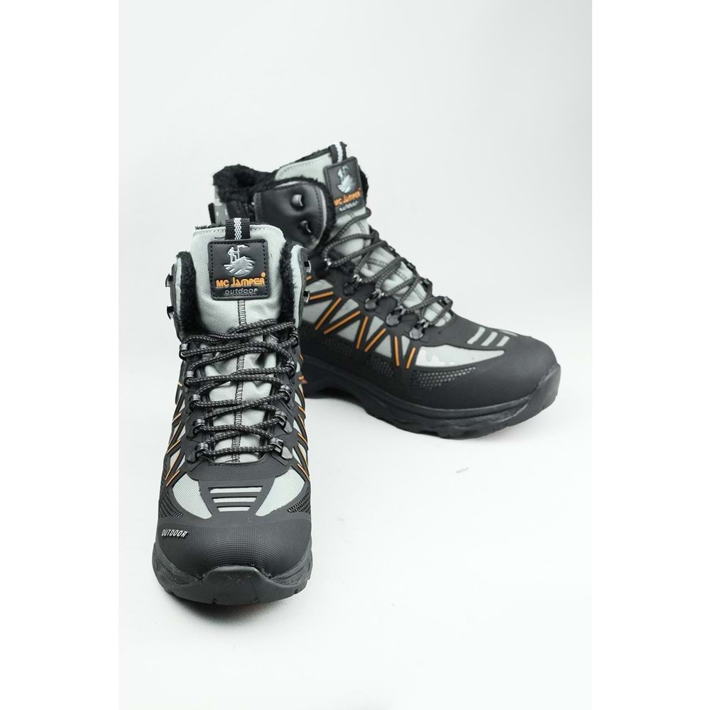 2223-Jamper Anatomik Kaydırmaz Tabanlı Soft Shell Outdoor Trekking Erkek Fermuarlı Spor Bot - NKT02223-gri-41