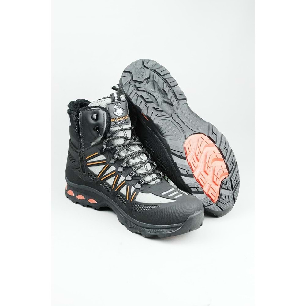 2223-Jamper Anatomik Kaydırmaz Tabanlı Soft Shell Outdoor Trekking Erkek Fermuarlı Spor Bot - NKT02223-gri-41