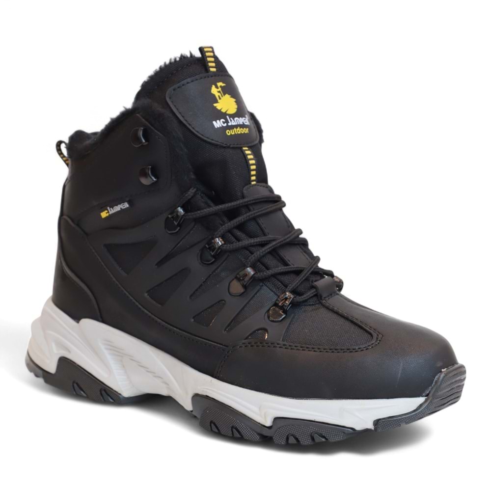 2225-Jamper Anatomik Kaydırmaz Tabanlı Soft Shell Outdoor Trekking Erkek Fermuarlı Spor Bot - NKT02225-siyah-gri-40