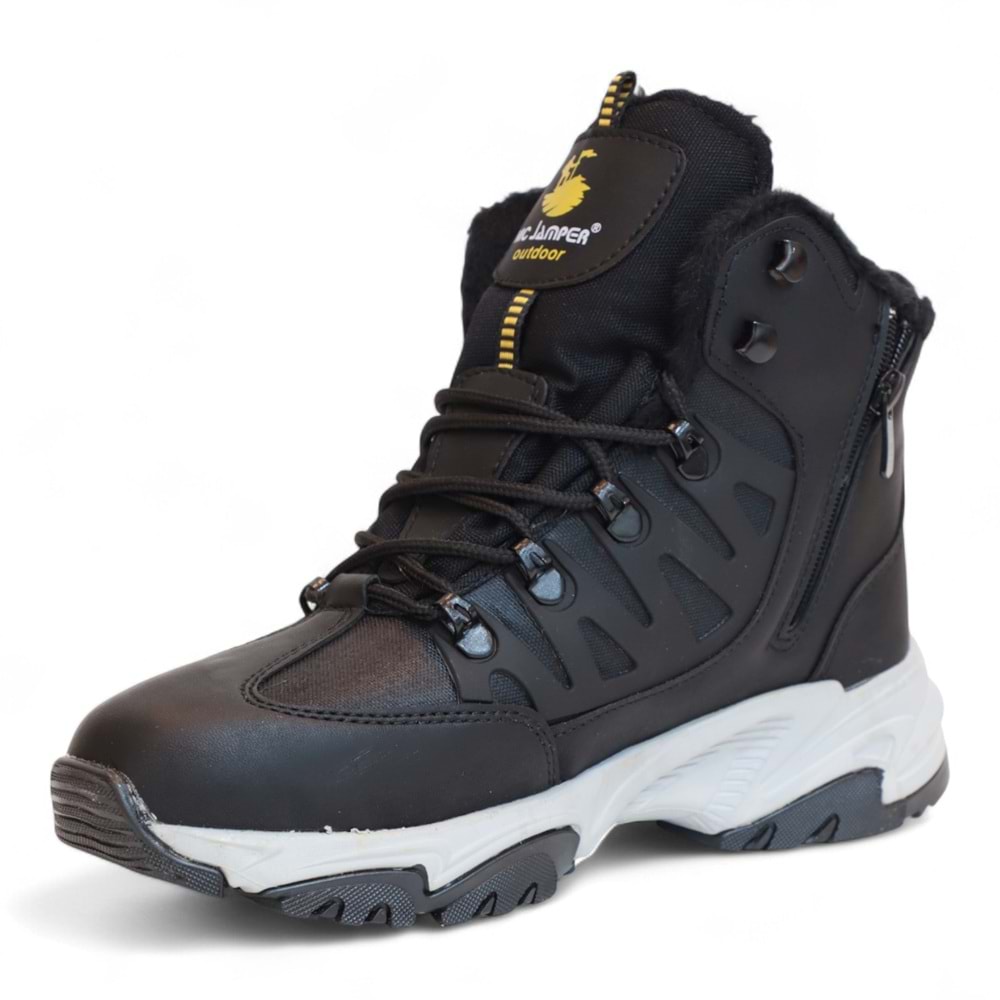 2225-Jamper Anatomik Kaydırmaz Tabanlı Soft Shell Outdoor Trekking Erkek Fermuarlı Spor Bot - NKT02225-siyah-gri-40