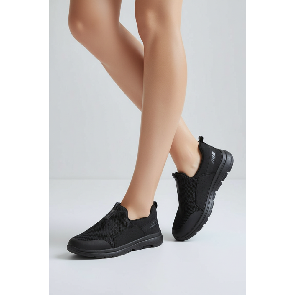 2231-Bestof Anatomik Tabanlı Ultra Hafif Bağcıksız Unisex Yürüyüş Ayakkabısı - NKT02231-siyah-36