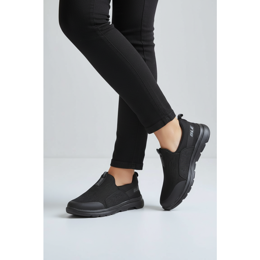 2231-Bestof Anatomik Tabanlı Ultra Hafif Bağcıksız Unisex Yürüyüş Ayakkabısı - NKT02231-siyah-36