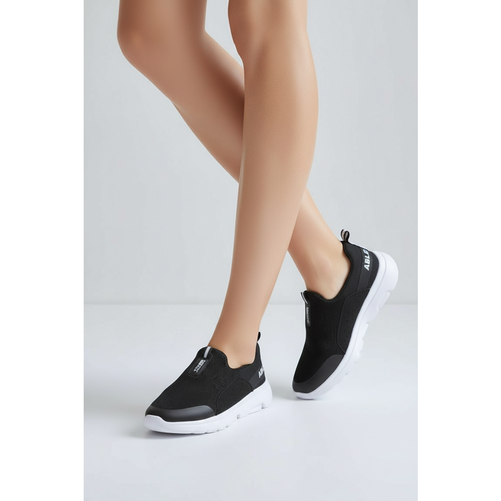 2231-Bestof Anatomik Tabanlı Ultra Hafif Bağcıksız Unisex Yürüyüş Ayakkabısı - NKT02231-siyah-beyaz-38