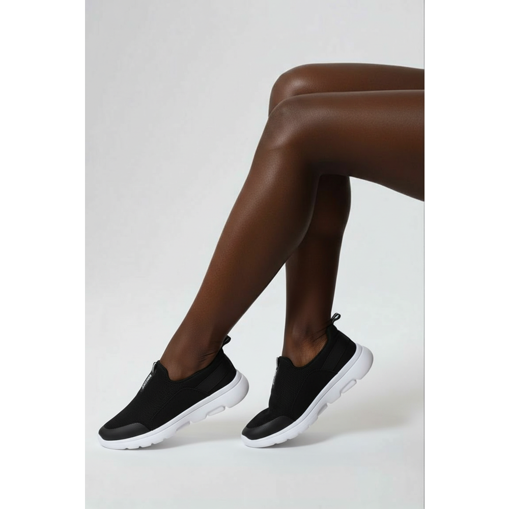 2231-Bestof Anatomik Tabanlı Ultra Hafif Bağcıksız Unisex Yürüyüş Ayakkabısı - NKT02231-siyah-beyaz-38