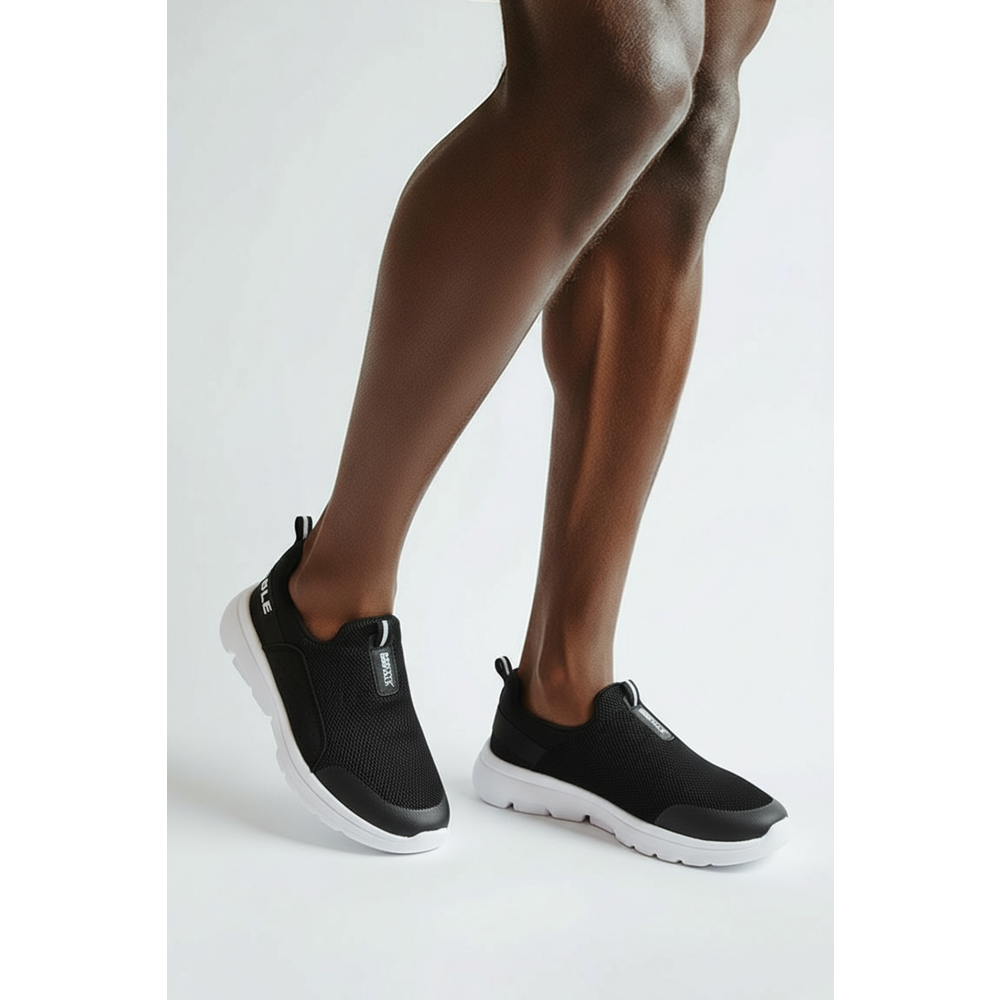 2231-Bestof Anatomik Tabanlı Ultra Hafif Bağcıksız Unisex Yürüyüş Ayakkabısı - NKT02231-siyah-beyaz-38