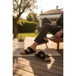 2236-Look Life Unisex Çift Tokalı Ultra Hafif Havuz,Plaj ve Günlük Kullanıma Uygun Terlik - NKT02236-siyah-41