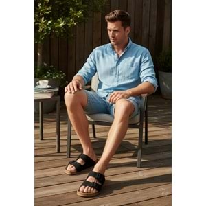 2236-Look Life Unisex Çift Tokalı Ultra Hafif Havuz,Plaj ve Günlük Kullanıma Uygun Terlik - NKT02236-siyah-41