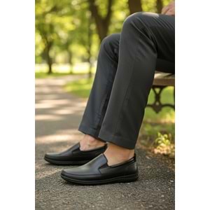 2237-Alme Hakiki Deri Üst Kalite Diabetic & Ortopedik Erkek Klasik Baba Ayakkabısı - NKT02237-siyah-45