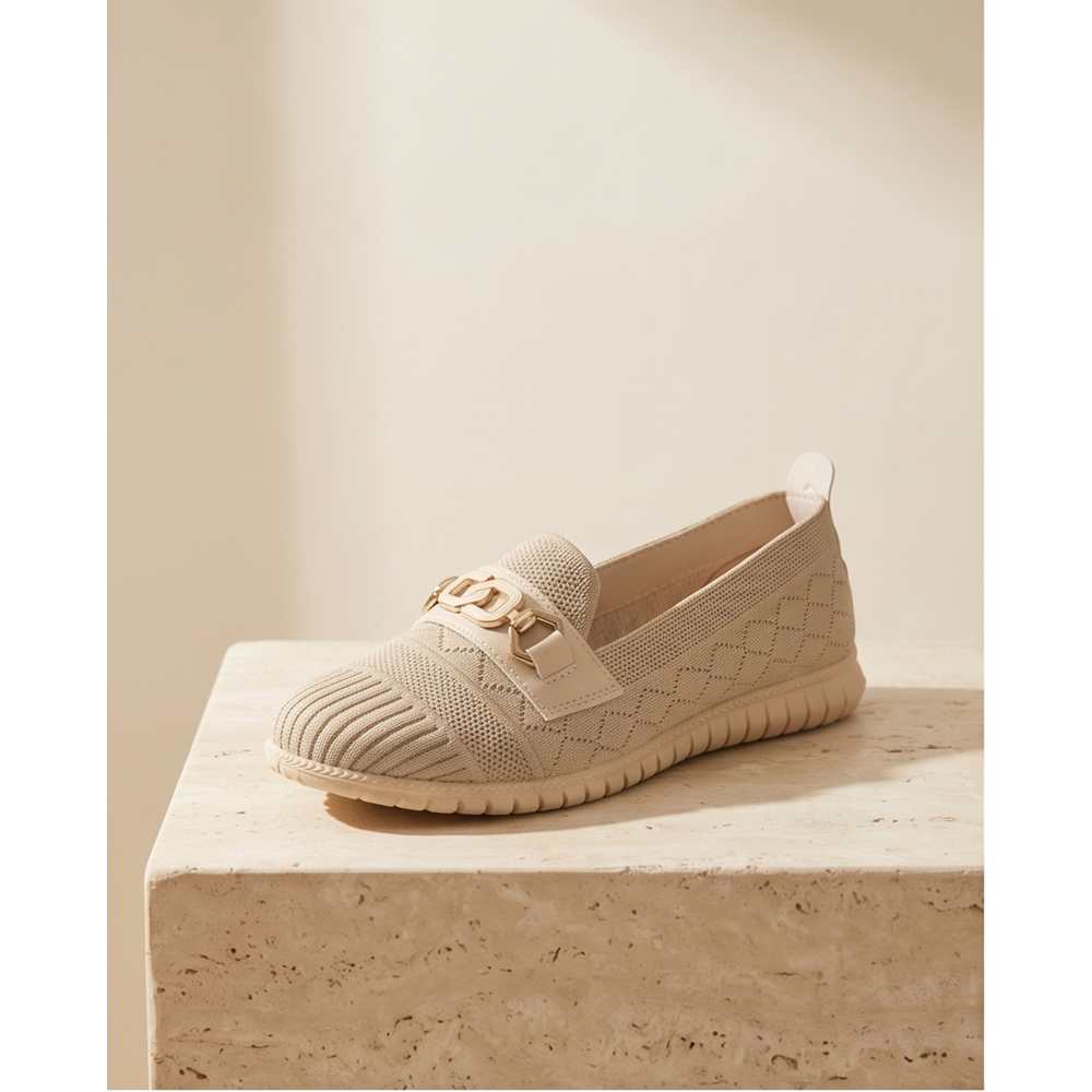 2241 Anatomik Tabanlı Kadın Günlük Üst Kalite Triko Babet Ayakkabı - NKT02241-BEJ-37