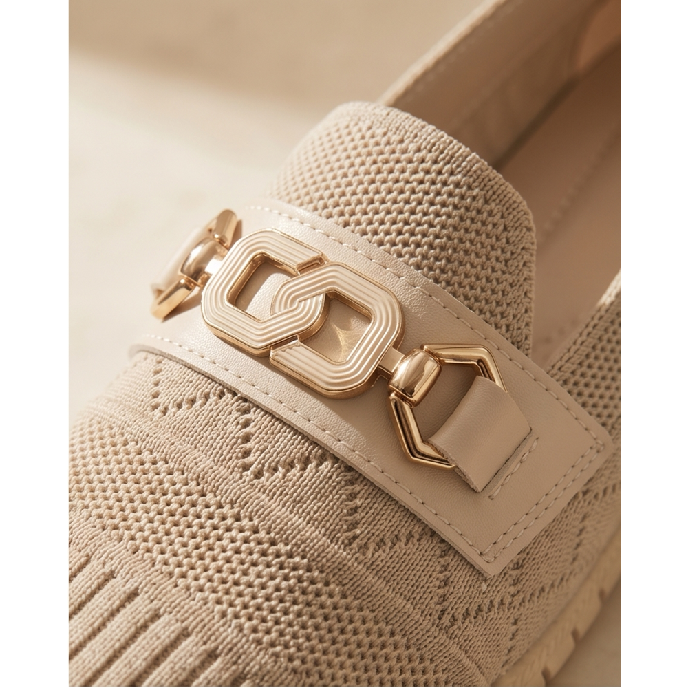 2241 Anatomik Tabanlı Kadın Günlük Üst Kalite Triko Babet Ayakkabı - NKT02241-BEJ-37