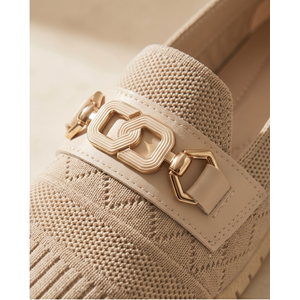 2241 Anatomik Tabanlı Kadın Günlük Üst Kalite Triko Babet Ayakkabı - NKT02241-BEJ-37