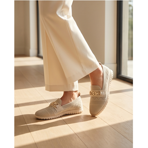 2241 Anatomik Tabanlı Kadın Günlük Üst Kalite Triko Babet Ayakkabı - NKT02241-BEJ-37