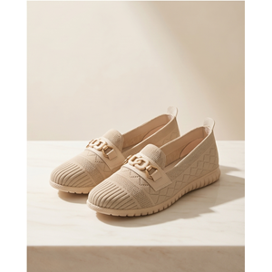 2241 Anatomik Tabanlı Kadın Günlük Üst Kalite Triko Babet Ayakkabı - NKT02241-BEJ-37