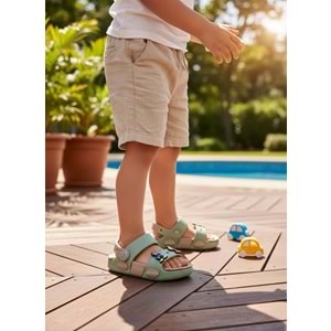 2247-Akınal Unisex Figürlü Ultra Yumuşak Esnek Kaymaz Tabanlı Çocuk Sandalet Terlik - NKT02247-yeşil-28
