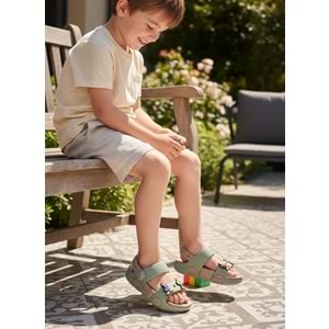 2247-Akınal Unisex Figürlü Ultra Yumuşak Esnek Kaymaz Tabanlı Çocuk Sandalet Terlik - NKT02247-yeşil-28