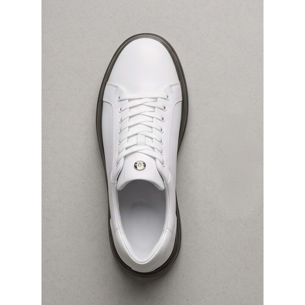 2274-Zanelle Hakiki Full Duble Deri Üst Kalite Premıum Erkek Sneaker Ayakkabı - NKT02274-BEYAZ-43