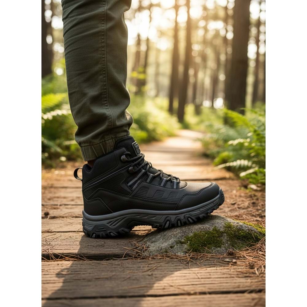 2281-Magg Point Anatomik Kaydırmaz Tabanlı Unisex Fermuarlı Spor Bot - NKT02281-siyah-37