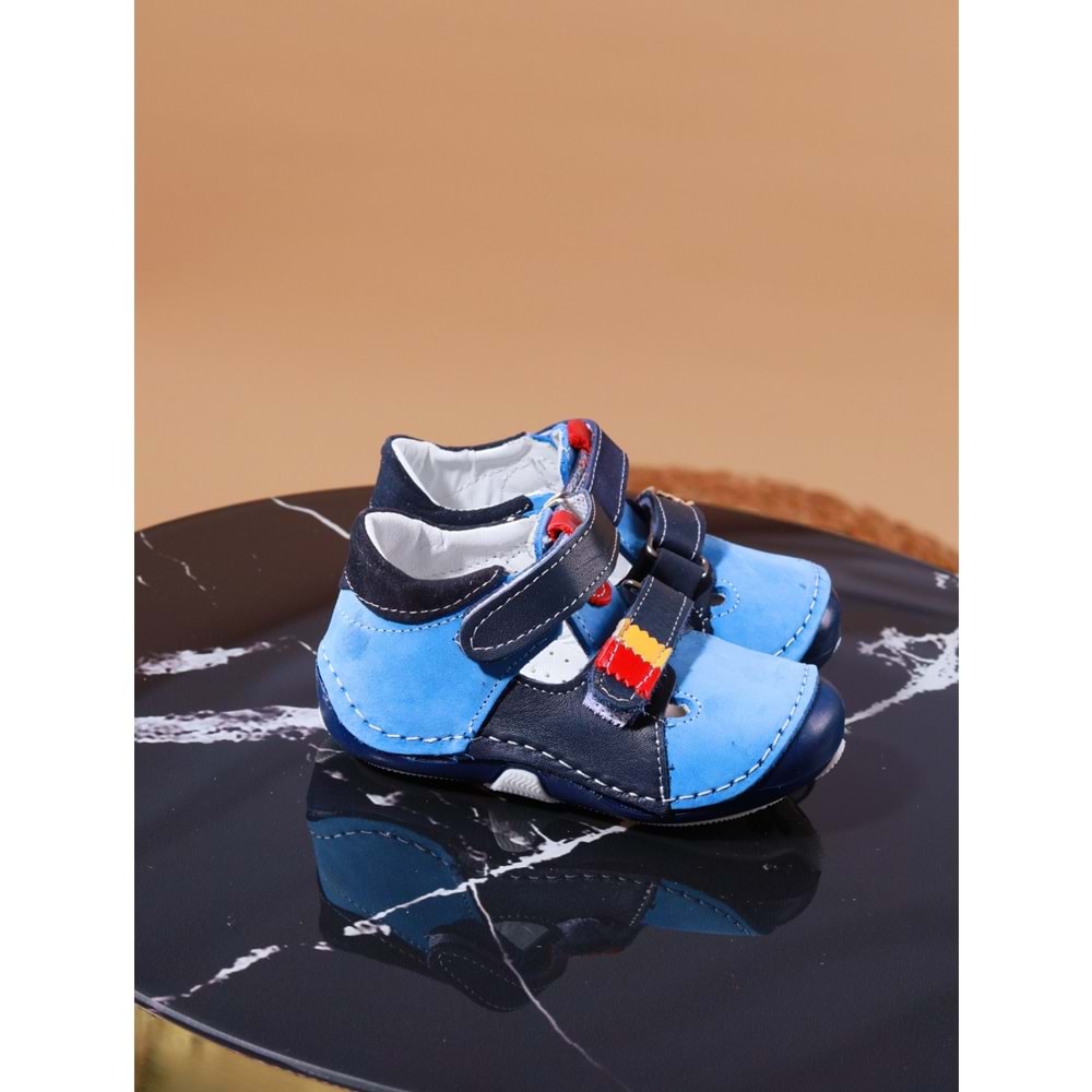 Kidessa 1001 Anatomik Hakiki Deri Çocuk Ayakkabısı - NKT01001-mavi-18