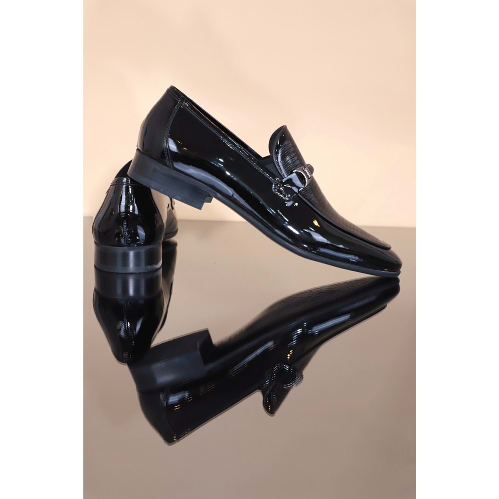 Konfores 1267 Hakiki Deri Erkek Klasik Ayakkabı - NKT01267-siyah rugan-41