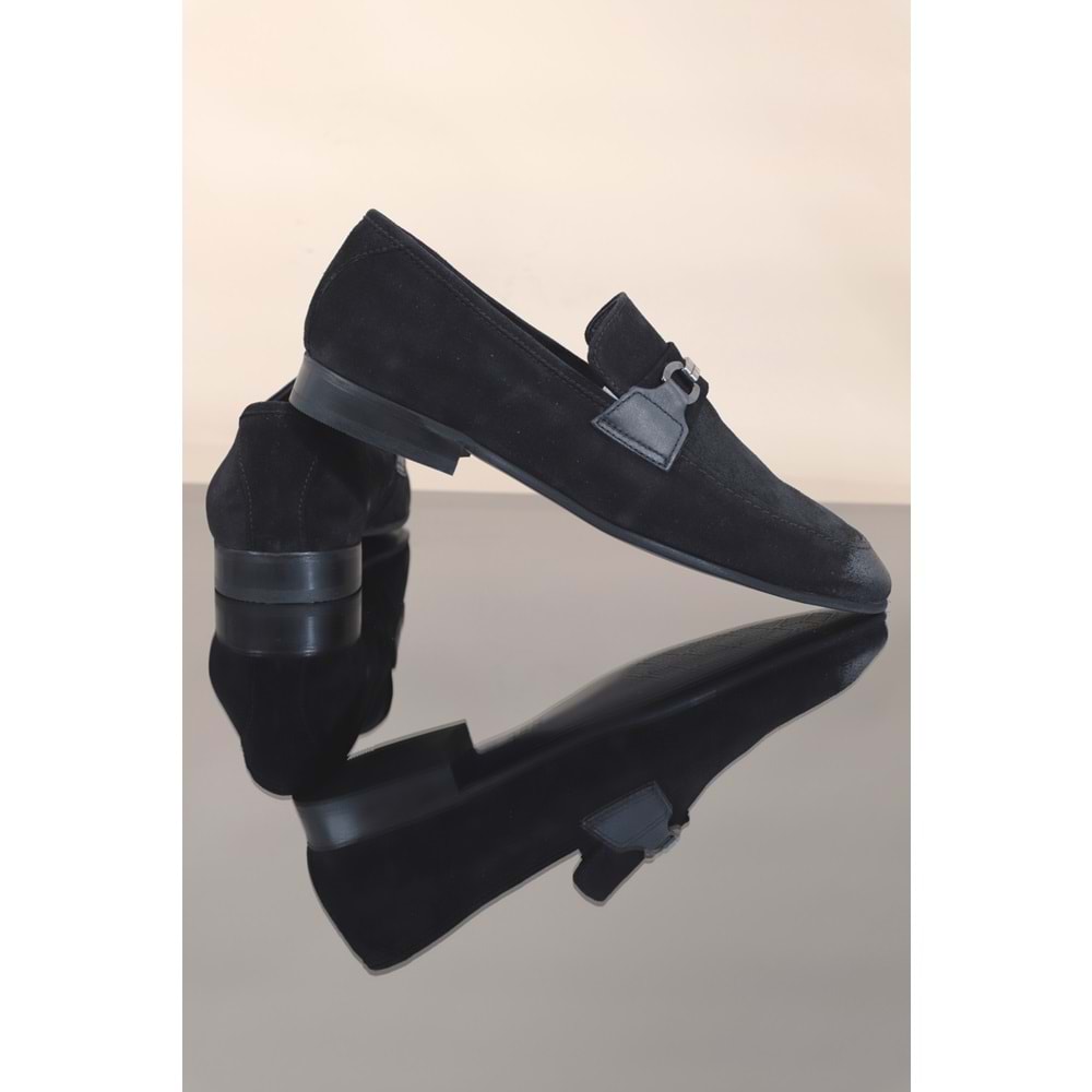 Konfores 1271 Hakiki Deri Erkek Klasik Ayakkabı - NKT01271-siyah nubuk-40