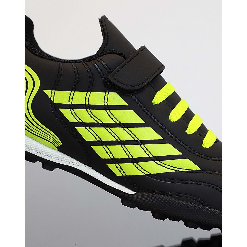 Kidessa 1746-1350 Bantlı Çocuk Halı Saha Futbol Ayakkabısı - NKT01746-siyah yeşil-34